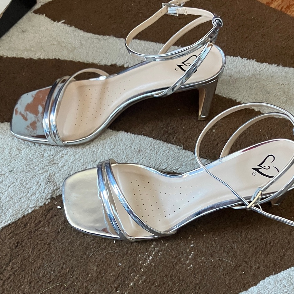 Windsor Shiny Silver Strappy Heels